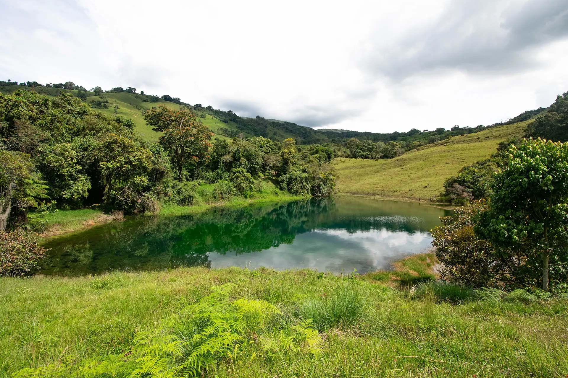 lago azul de agua cristalina